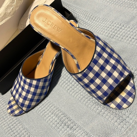 J Crew gingham Heeled slide - Picture 1 of 6